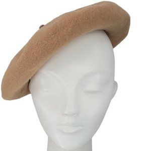 Vintage Tan Camel Colored Wool French Beret Made in France for B Altman Co